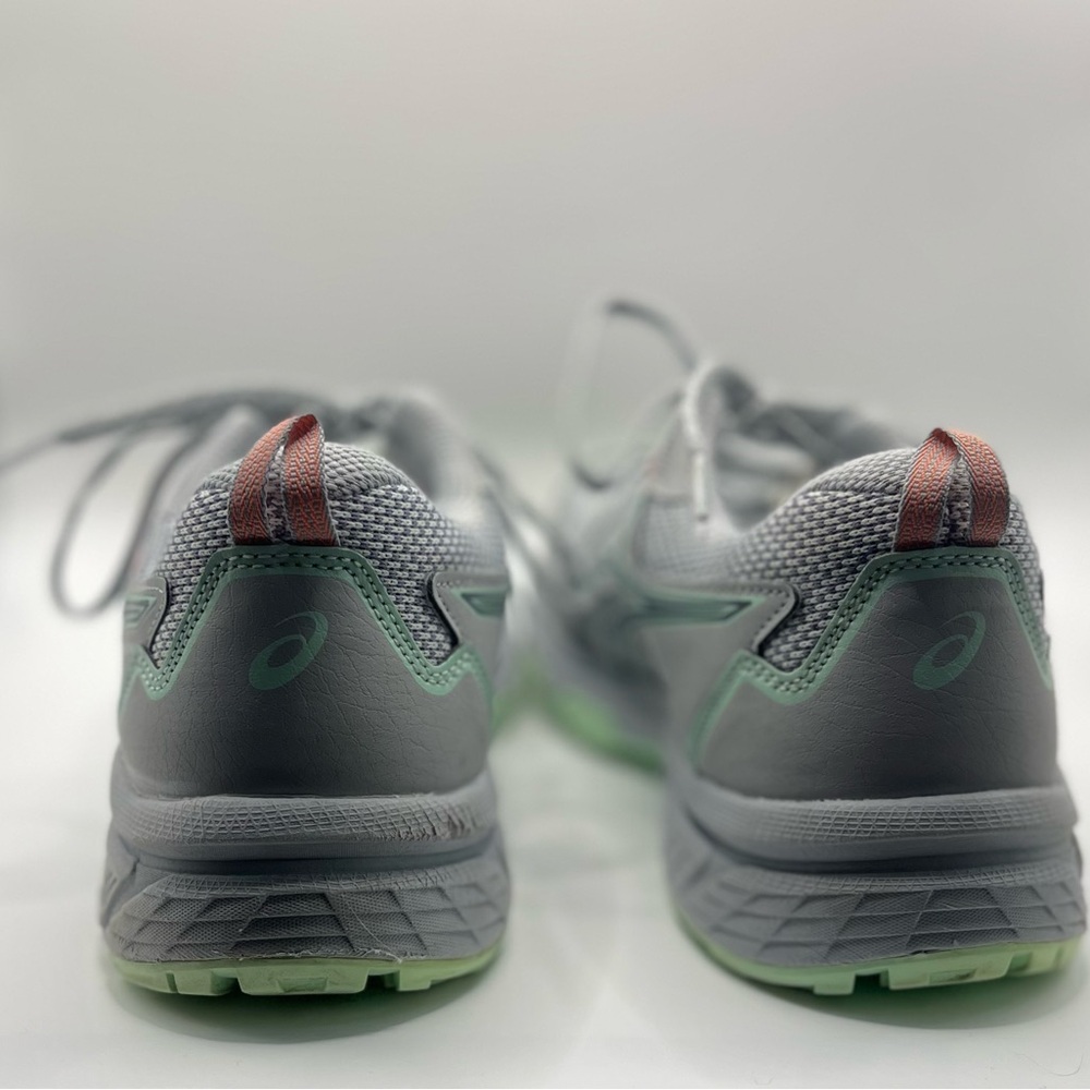 Asics Women's Athletic Shoes in Light Gray with Mint and Coral Accents - Picture 6 of 7